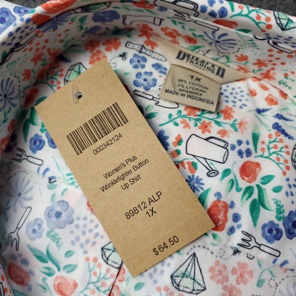 NEW $64.50 Duluth Wrinklefighter Gardener Button Shirt Womens Plus Size 1X - Picture 2 of 7